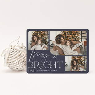 Festive Greeting   Merry & Bright Photo Christmas Holiday Card