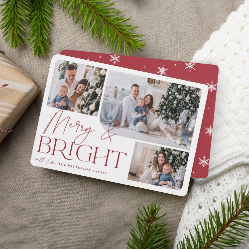 Festive Greeting  Merry  Bright Photo Christmas Holiday Card