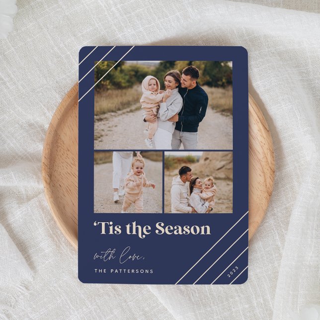 Festive Greeting | Tis the Season 3 Photo Holiday Card (Creator Uploaded)