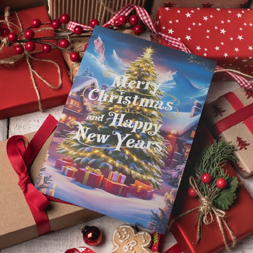 Festive Greetings Christmas Tree and Gifts  Postcard
