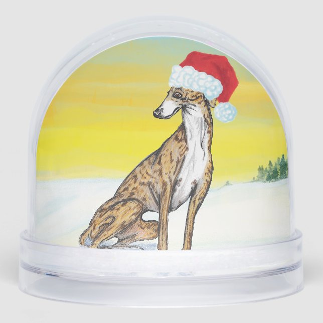 festive greyhound snow globe (Front)