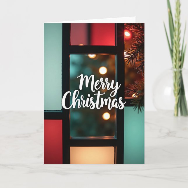 Festive Grid Bokeh Card (Front)
