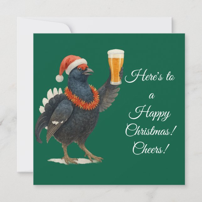 Festive Grouse with Santa Hat Christmas card (Front)
