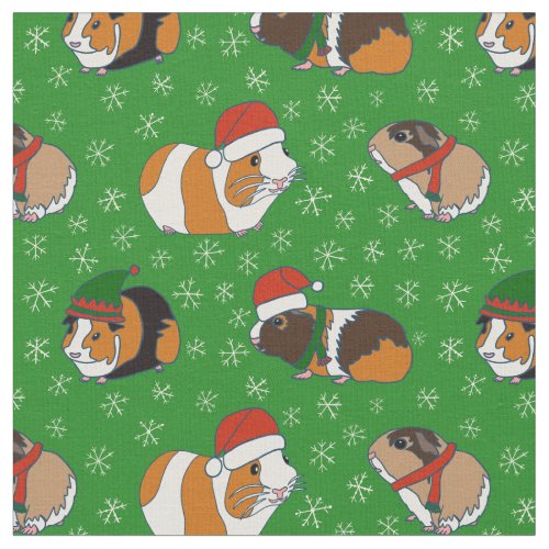 Festive Guinea Pigs Christmas Patterned Fabric