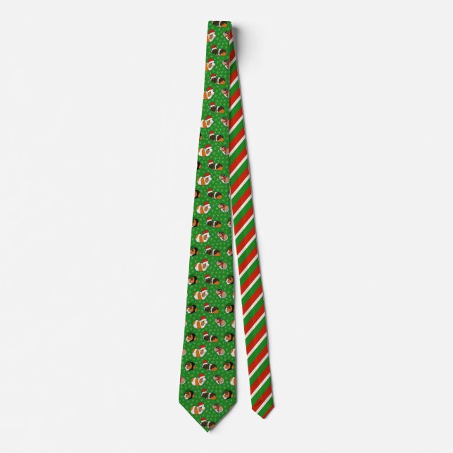 Festive Guinea Pigs Christmas Patterned Neck Tie (Front)