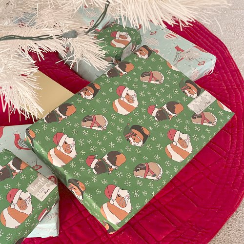 Festive Guinea Pigs Christmas Patterned Wrapping Paper