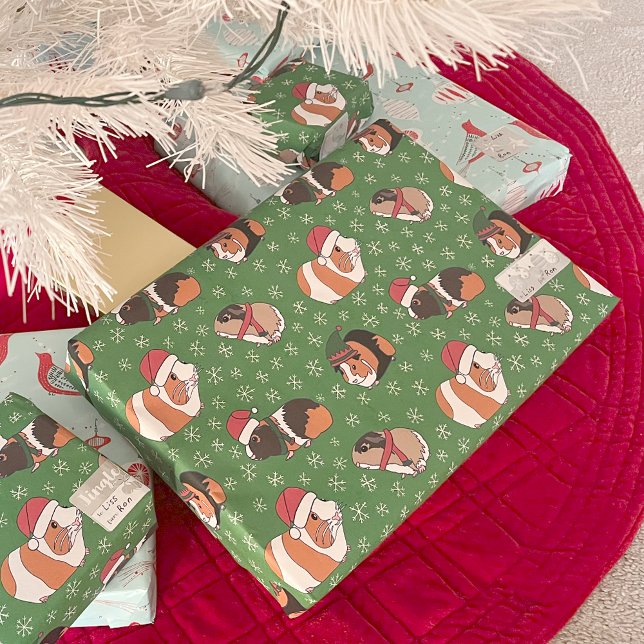 Festive Guinea Pigs Christmas Patterned Wrapping Paper (Creator Uploaded)