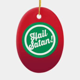 Festive Hail Satan Ceramic Ornament