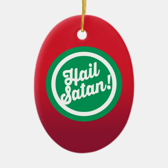 Festive Hail Satan Ceramic Ornament (Front)