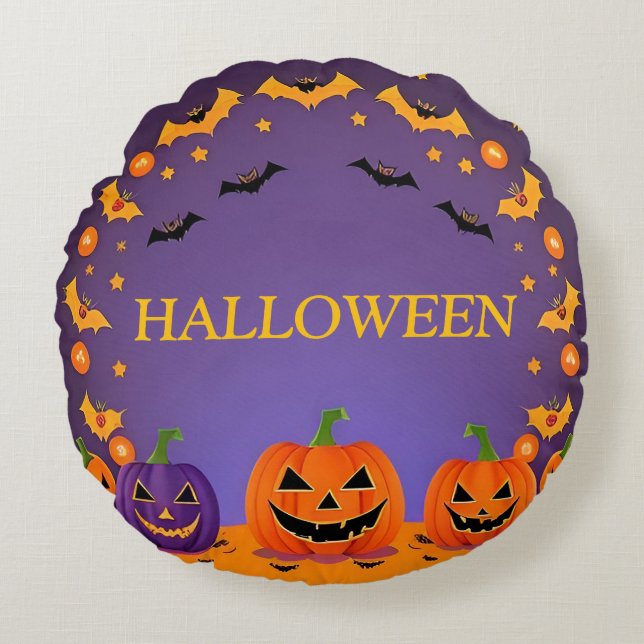 Festive Halloween Background Round Pillow (Front)