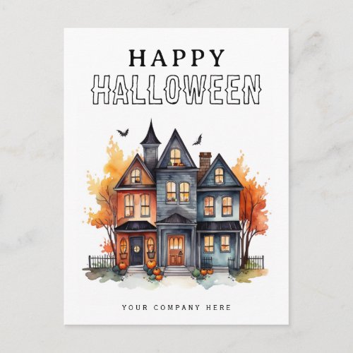 Festive Halloween House Realty Marketing   Holiday Postcard