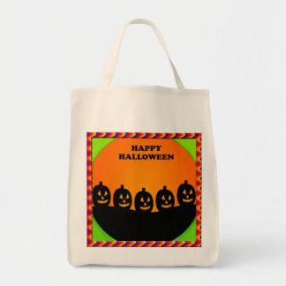 Festive Halloween Jack o' Lantern Silhouettes Tote Bag