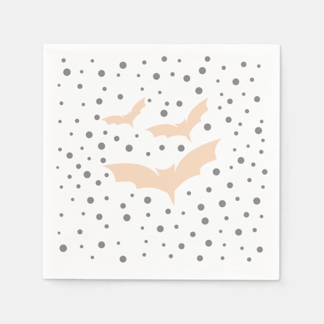 Festive Halloween Tableware - Black and Orange Bat Napkins (Front)