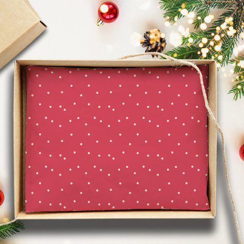 Festive Hand Drawn Red Pink Polka Dot Christmas Tissue Paper