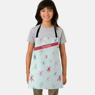 FESTIVE hand drawn star sparkle modern colorful Apron