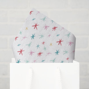 FESTIVE hand drawn star sparkle modern colorful sm Tissue Paper