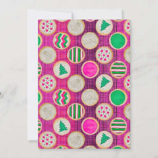 Festive Hand Painted Sugar Cookies on Hot Pink Holiday Card