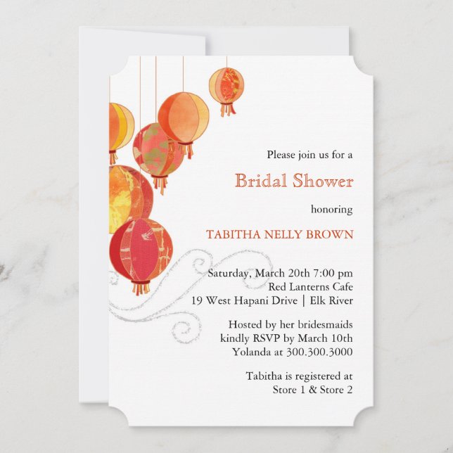 Festive Hanging Lanterns Bridal Shower Invitation (Front)