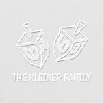 Festive Hanukkah Dreidels Family Name Embosser<br><div class="desc">Festive Hanukkah Dreidels Custom Family Name Embosser =======
.</div>