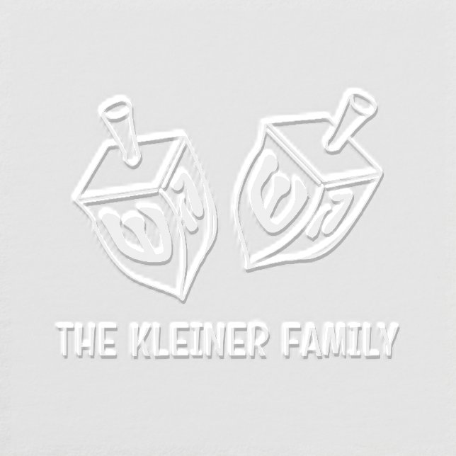 Festive Hanukkah Dreidels Family Name Embosser (Design)