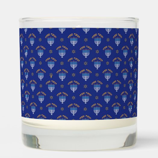 Festive Hanukkah Gold Star of David Menorah Blue 