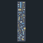 Festive Hanukkah Personalized Menorah Dreidel Short Table Runner<br><div class="desc">Set a festive Hanukkah Party Table & delight your lucky recipient with a Table Runner designed just for Chanukah! Our Hanukkah Personalized Menorah Dreidel Custom Table Runner includes menorahs, dreidels, jugs of olive oil, jelly donuts, and more. Plus the words Happy Hanukkah can be changed (!) to make this Chanukah...</div>