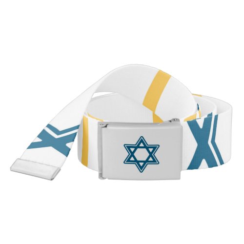 Festive Hanukkah Star and Candle flame design Belt