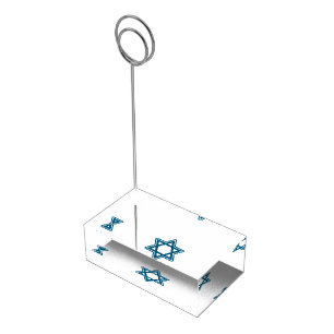 Festive Hanukkah Star Photo Wallet Silver Finish M Place Card Holder