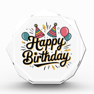 Festive Happy Birthday Acrylic Award