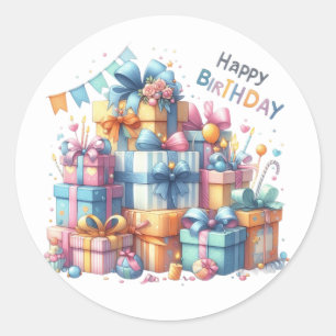 Festive Happy Birthday All Ages Classic Round Sticker