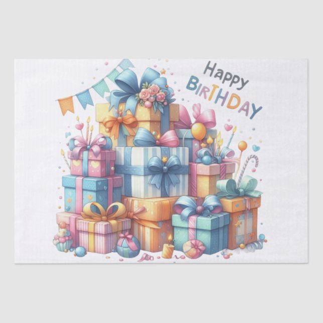 Festive Happy Birthday For All Ages  Tissue Paper (Front)