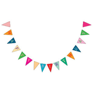 festive happy birthday fun colorful bunting flags