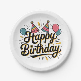 Festive Happy Birthday Paper Plates