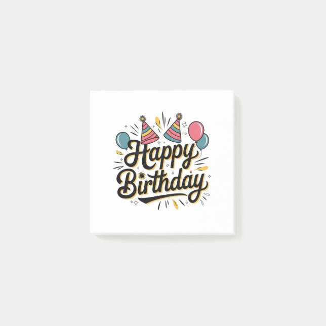 Festive Happy Birthday Post-it Notes (Front)