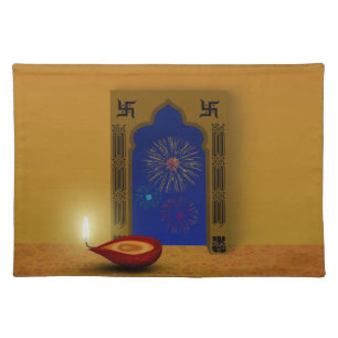 Festive Happy Diwali Fireworks - Cloth Placemat