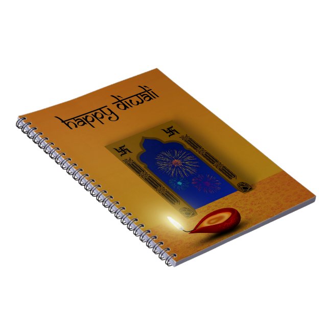 Festive Happy Diwali Fireworks - Notebook (Right Side)