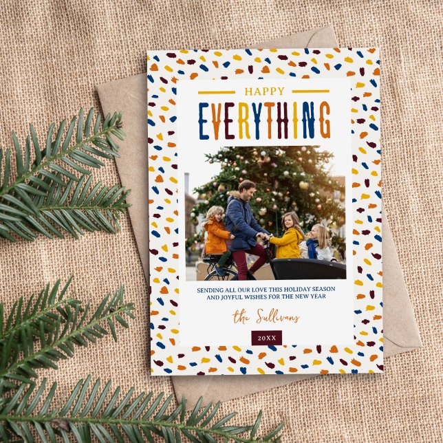 Festive Happy Everything 4 Photo Holiday Card (Creator Uploaded)