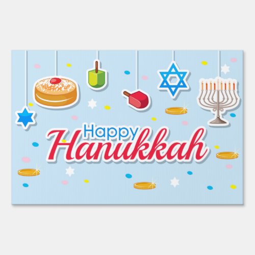 Festive Happy Hanukkah Greeting Sign