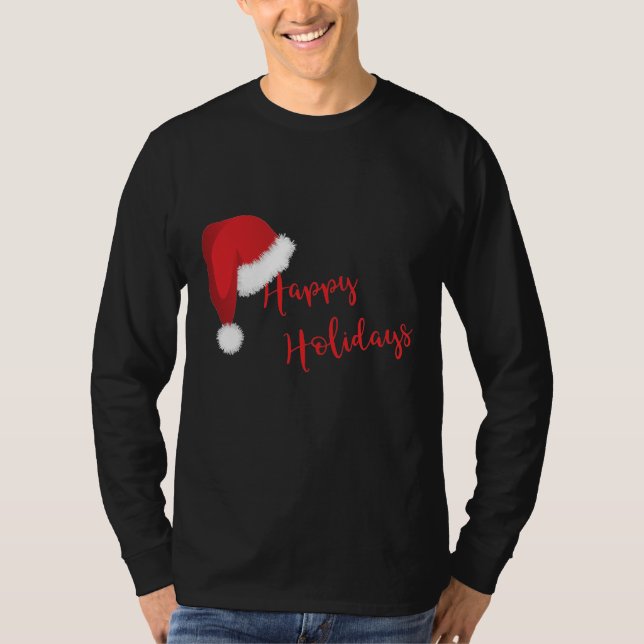 Festive Happy Holiday Santa Ha tCool T-Shirt (Front)