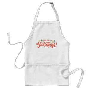 Festive Happy Holidays Design Adult Apron