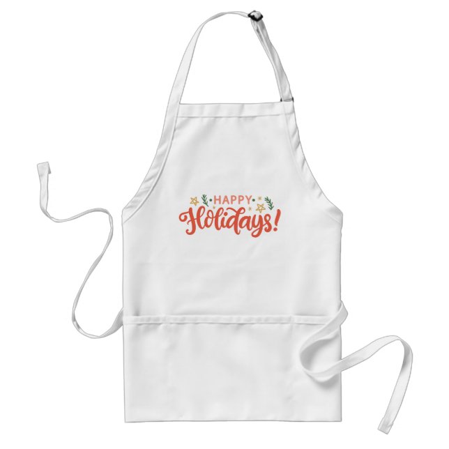 Festive Happy Holidays Design Adult Apron (Front)