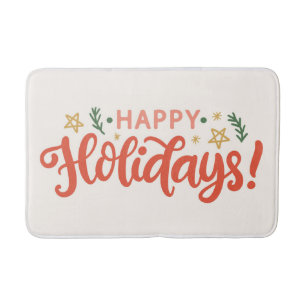 Festive Happy Holidays Design Bath Mat