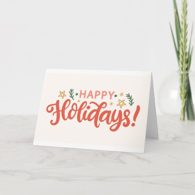 Festive Happy Holidays Design Card (Front)