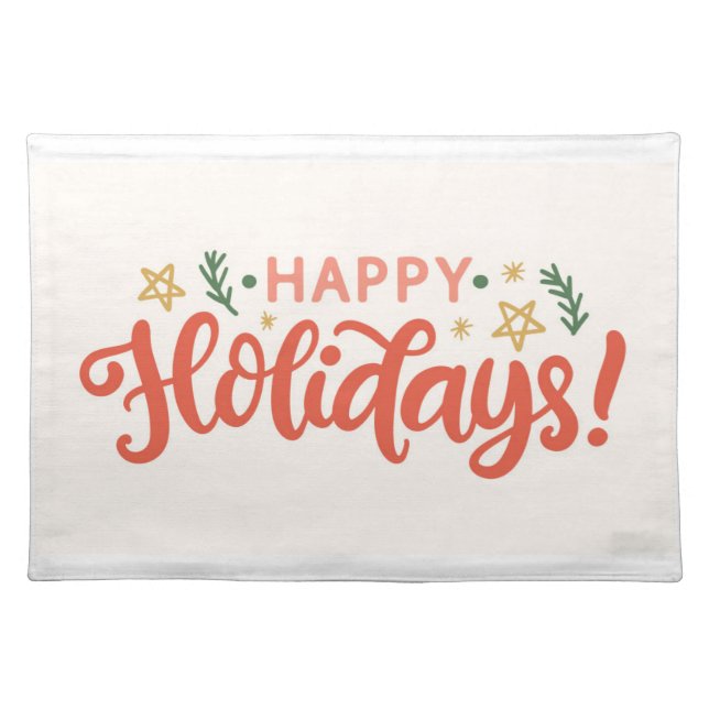Festive Happy Holidays Design Cloth Placemat (Front)