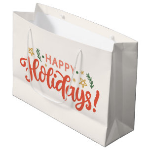 Festive Happy Holidays Design Large Gift Bag