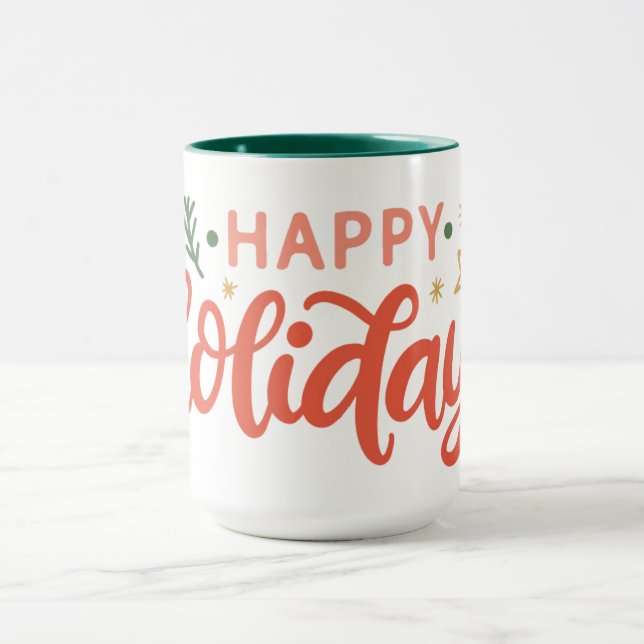 Festive Happy Holidays Design Mug (Center)