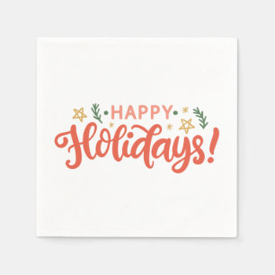 Festive Happy Holidays Design Napkins