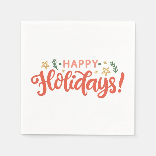 Festive Happy Holidays Design Napkins (Front)