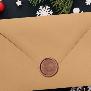 Festive Happy Holidays Typography Family Name Wax Seal Stamp