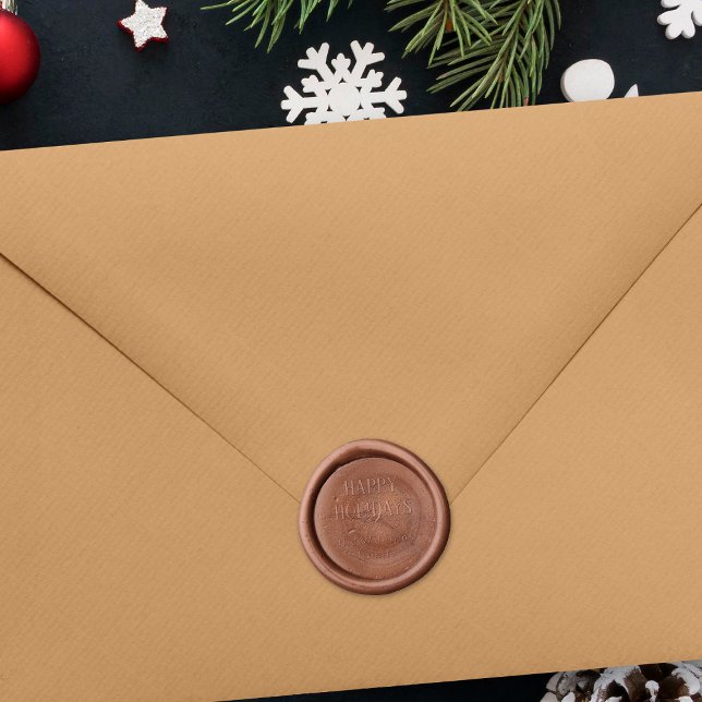 Festive Happy Holidays Typography Family Name Wax Seal Stamp (Creator Uploaded)